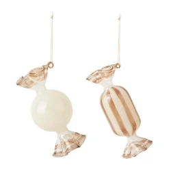 Broste Copenhagen Candy Christmas tree pendant glass 2 pieces, Creme White