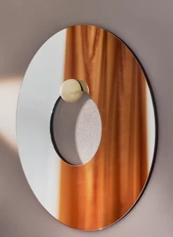 AYTM Castellum wall mirror Ø80 cm, Clear-travertine Transparent Discount