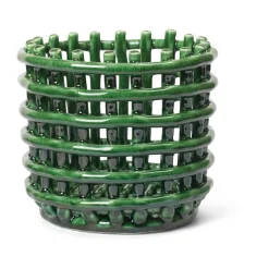 Ferm Living Ceramic braided basket Ø16 cm, Emerald Green Multi Online