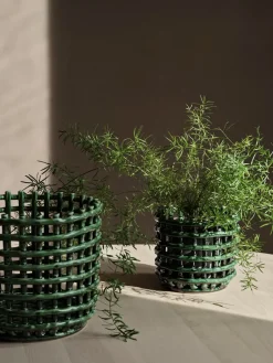 Ferm Living Ceramic braided basket Ø16 cm, Emerald Green Multi Online
