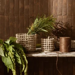 Ferm Living Ceramic braided basket Ø16 cm, cashmere Beige Discount