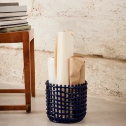 Ferm Living Ceramic braided basket Ø23.5 cm, Blue Outlet