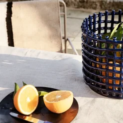 Ferm Living Ceramic braided basket Ø23.5 cm, Blue Outlet