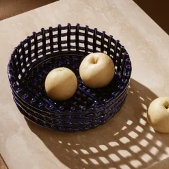 Ferm Living Ceramic braided bowl, Blue Hot