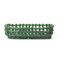Ferm Living Ceramic plated basket oval 15x30 cm, Emerald Green Beige Hot
