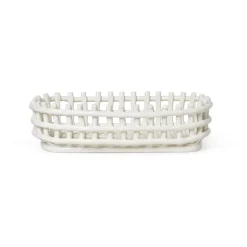 Ferm Living Ceramic plated basket oval 15x30 cm, Off White New