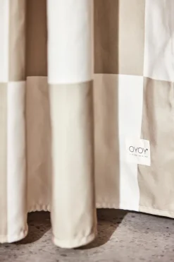 OYOY Chess shower curtain 180x180 cm, Clay-offwhite Beige New