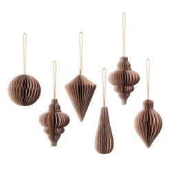 Broste Copenhagen Christmas mix decoration 6-pack, Indian tan Brown