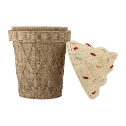 Bloomingville Cillie storage basket with lid Ø40 cm, Nature ice cream BrownBeige Online
