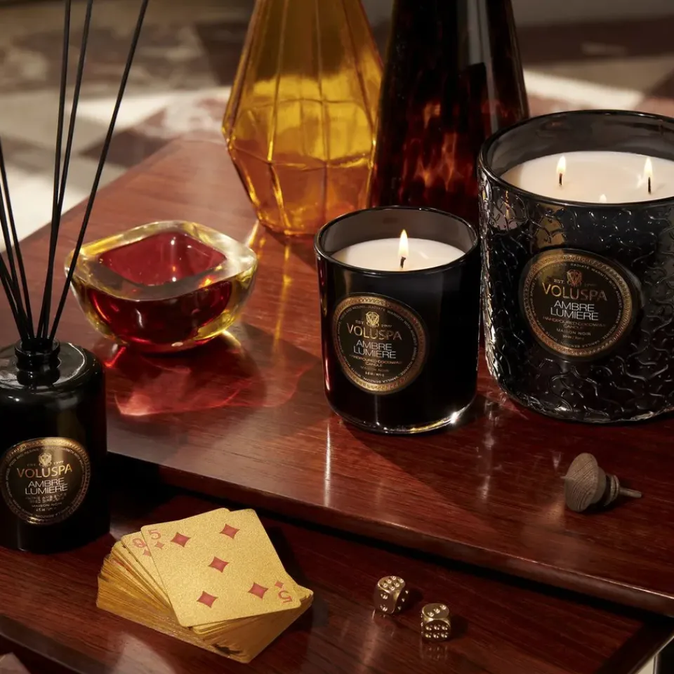 Voluspa Classic Maison Noir scented 60 hours, Ambre Lumiere Gold-colouredBlack Hot
