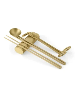 Audo Copenhagen Clip care kit candle 4 pieces, Brass Gold-coloured New