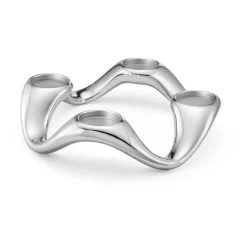 Georg Jensen Cobra candle sticks Ø33 cm, Stainless steel Silver-coloured Outlet
