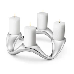 Georg Jensen Cobra candle sticks Ø33 cm, Stainless steel Silver-coloured Outlet