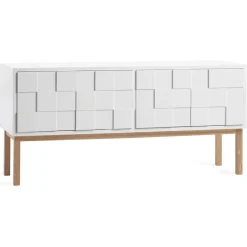 A2 Collect 2010 media bench with leg, oiled oak White Hot