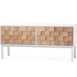 A2 Collect 2016 media bench with leg, oiled oak- White Clearance