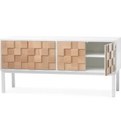 A2 Collect 2016 media bench with leg, oiled oak- White Clearance