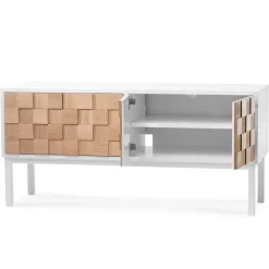 A2 Collect 2016 media bench with leg, oiled oak- White Clearance
