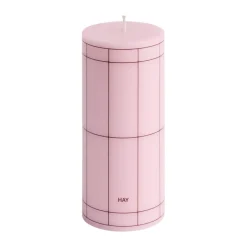 HAY Column Candle block candle small 15 cm, Light pink-bordeaux grid Multi Outlet