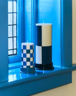 HAY Column Candle block candle small 15 cm, Off white-blues WhiteBlue Hot