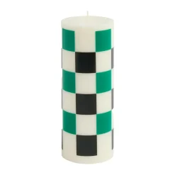 HAY Column Candle block candle medium 20 cm, Off white-green-black check WhiteGreenBlack Discount