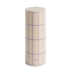 HAY Column Candle block candle medium 20 cm, Off white-blue grid check Multi