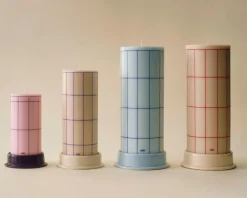 HAY Column Candle block candle large 25 cm, Off white-red grid check Multi Sale