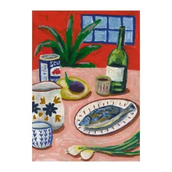 Paper Collective Composition with Fish poster, 70x100 cm Multi New