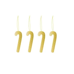 Cooee Design Cooee bauble brass 4-pack, Candy cane Gold-coloured