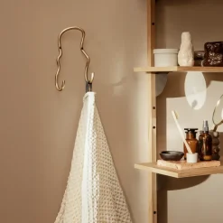 Ferm Living Curvature hook double, brass Gold-coloured Outlet