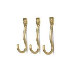 Ferm Living Curvature hook 3-pack, brass Gold-coloured Online