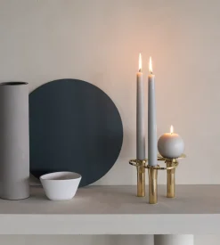 LIND DNA Curve Candlestick, Gold, tray Gold-coloured Online