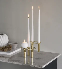 LIND DNA Curve Candlestick, Gold, tray Gold-coloured Online