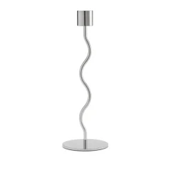 Cooee Design Curved candle holder 23 cm, Rostfritt stål Silver-coloured