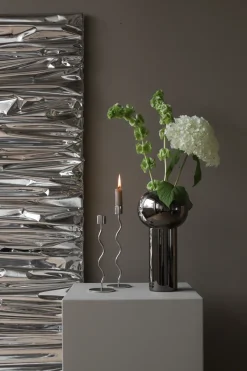 Cooee Design Curved candle holder 23 cm, Rostfritt stål Silver-coloured