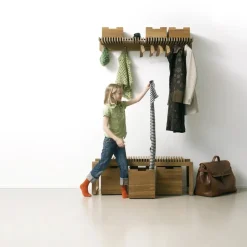 Fritz Hansen Cutter Wardrobe coat rack with shelf, Teak Brown New