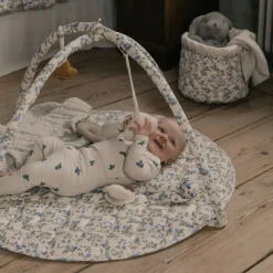 Garbo&Friends Dainty satin quilted basket 2 pieces, Ø20x20 cm + Ø30x30 cm Blue New