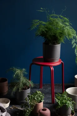 Broste Copenhagen Denise flower pot with saucer Ø21 cm, Charcoal Grey Online