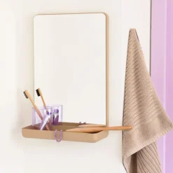 Design Letters Wall-mounted mirror with shelf, Beige Best
