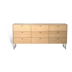 Mavis Deus chest of drawers 9 drawers, White pigmented matte lacquered oak Beige Clearance