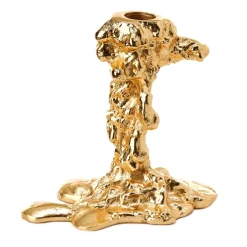 POLSPOTTEN Drip candlestick 14 cm, Gold Gold-coloured Outlet