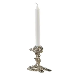 POLSPOTTEN Drip candlestick 14 cm, Silver Silver-coloured Clearance