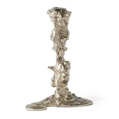 POLSPOTTEN Drip candlestick L 25 cm, Silver Silver-coloured New