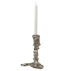 POLSPOTTEN Drip candlestick L 25 cm, Silver Silver-coloured New