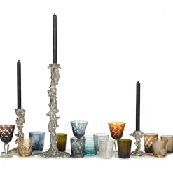 POLSPOTTEN Drip candlestick L 25 cm, Silver Silver-coloured New