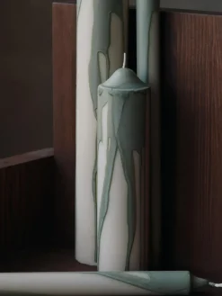 Ferm Living Drip pillar candle, Tea , 20 cm Green Outlet