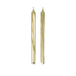 Ferm Living Dryp stearin candle 2-pack, Olive GreenWhite Hot