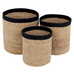 Dixie Emil basket seagrass cylinder large 3 pcs, Black BeigeBlack New