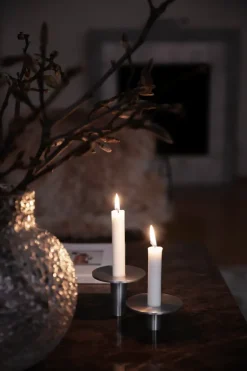 ERNST candle holder brushed aluminum Ø9.2 cm, 4 cm Silver-coloured Best