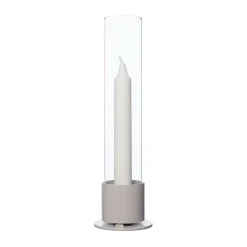 ERNST candle holder glass cylinder Ø7.5 cm, Natural white WhiteGrey Clearance