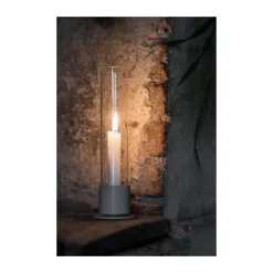 ERNST candle holder glass cylinder Ø7.5 cm, Natural white WhiteGrey Clearance